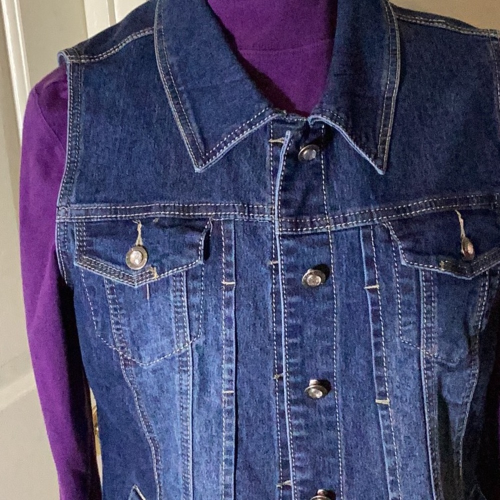 ICE BLUE Denim Vest (XL) with Horse on back. - Picture 3 of 9